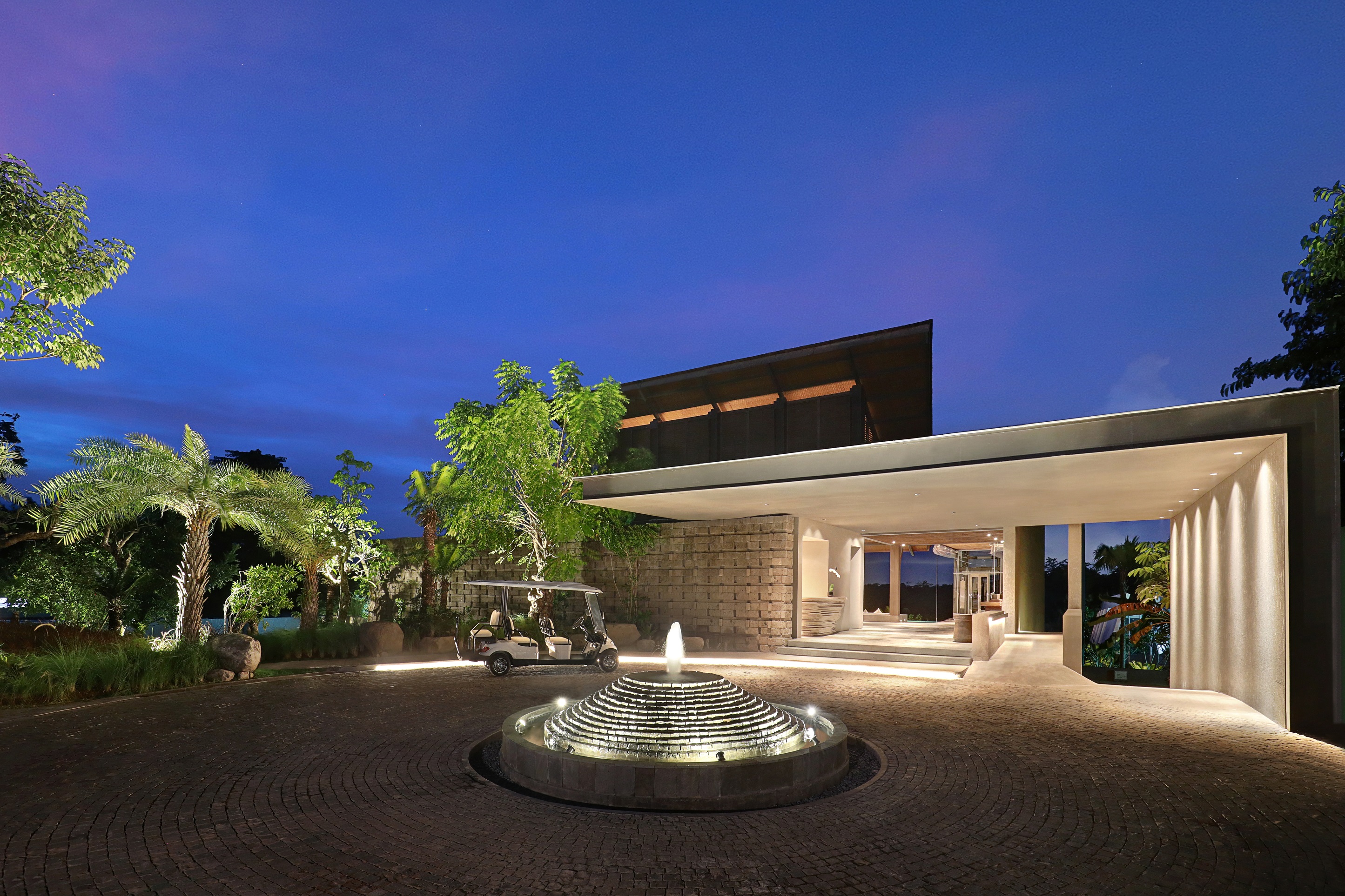 Entrance fountain - evening